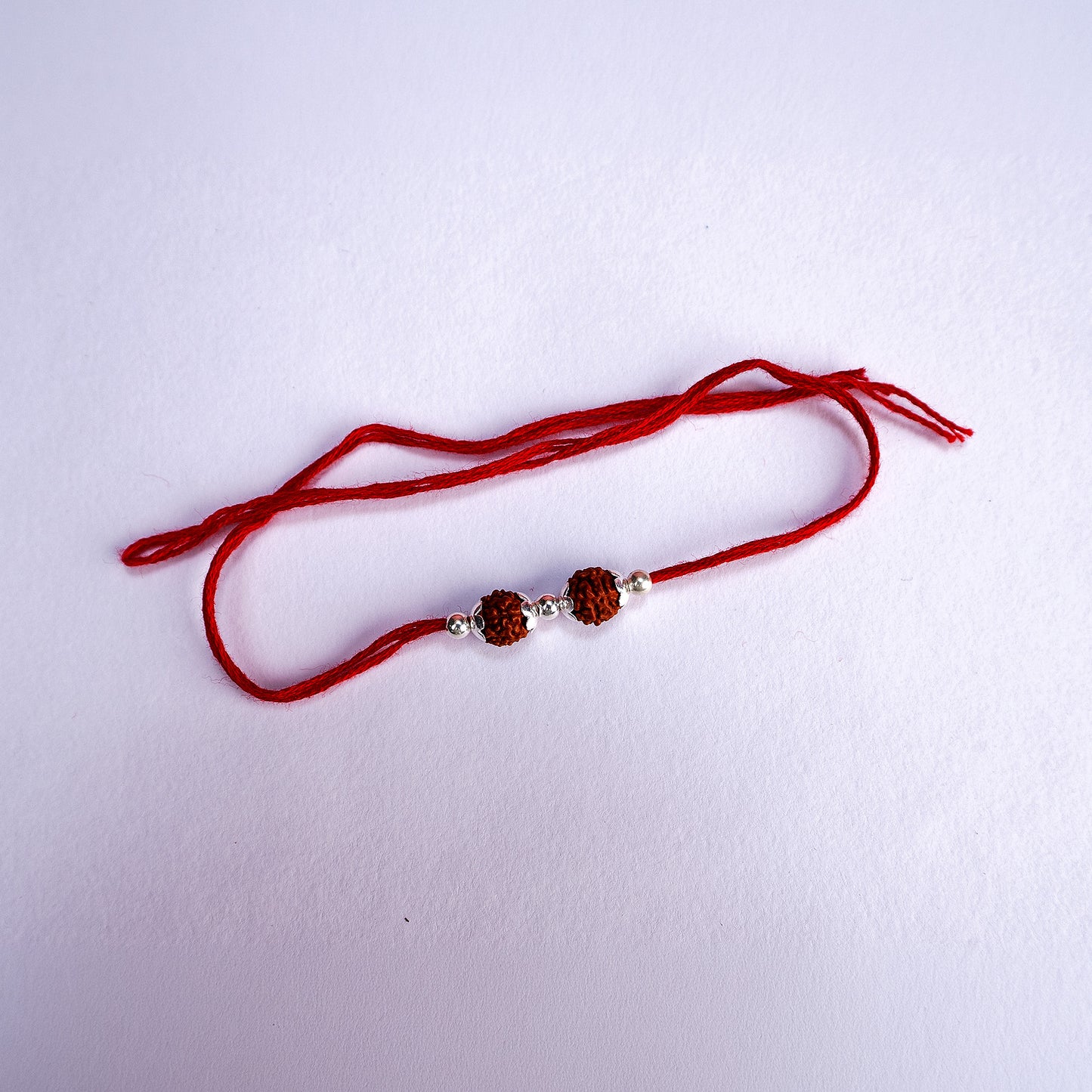 Double Rudraksha Silver Rakhi