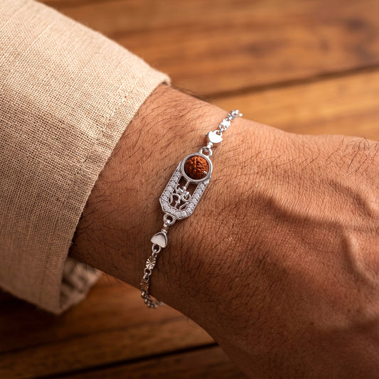 Rudraksha Silver Chain Rakhi