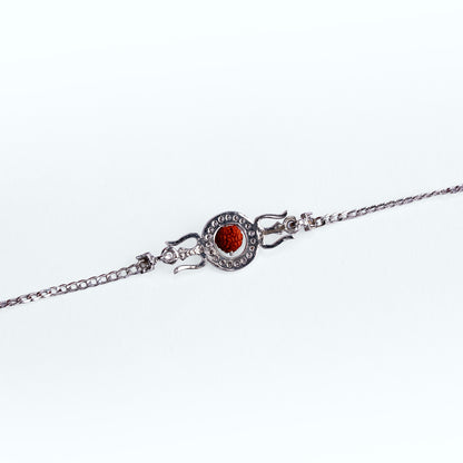Trishul Rudraksha Silver Chain Rakhi
