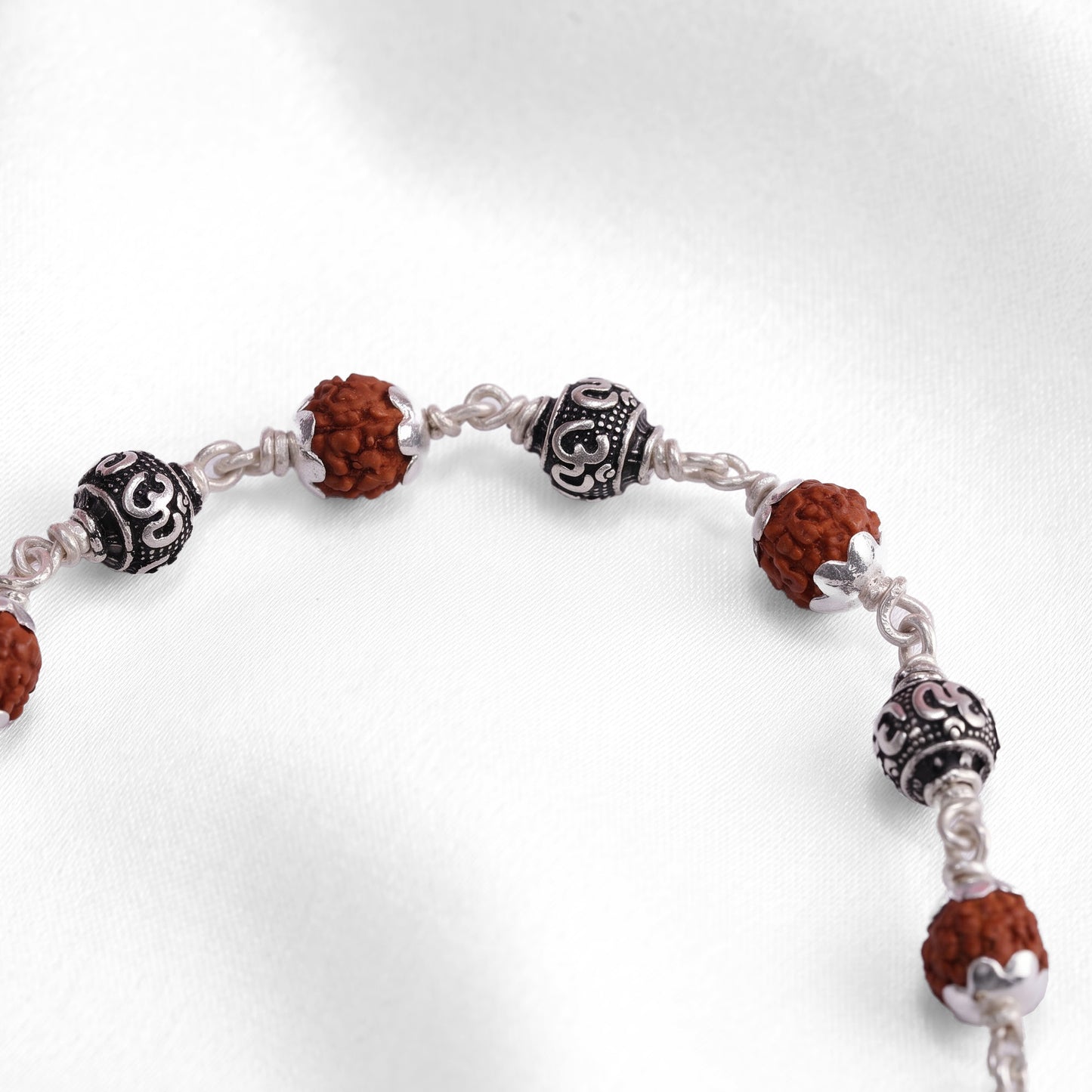92.5 Oxidized Silver Om Rudraksha Lucky Bracelet