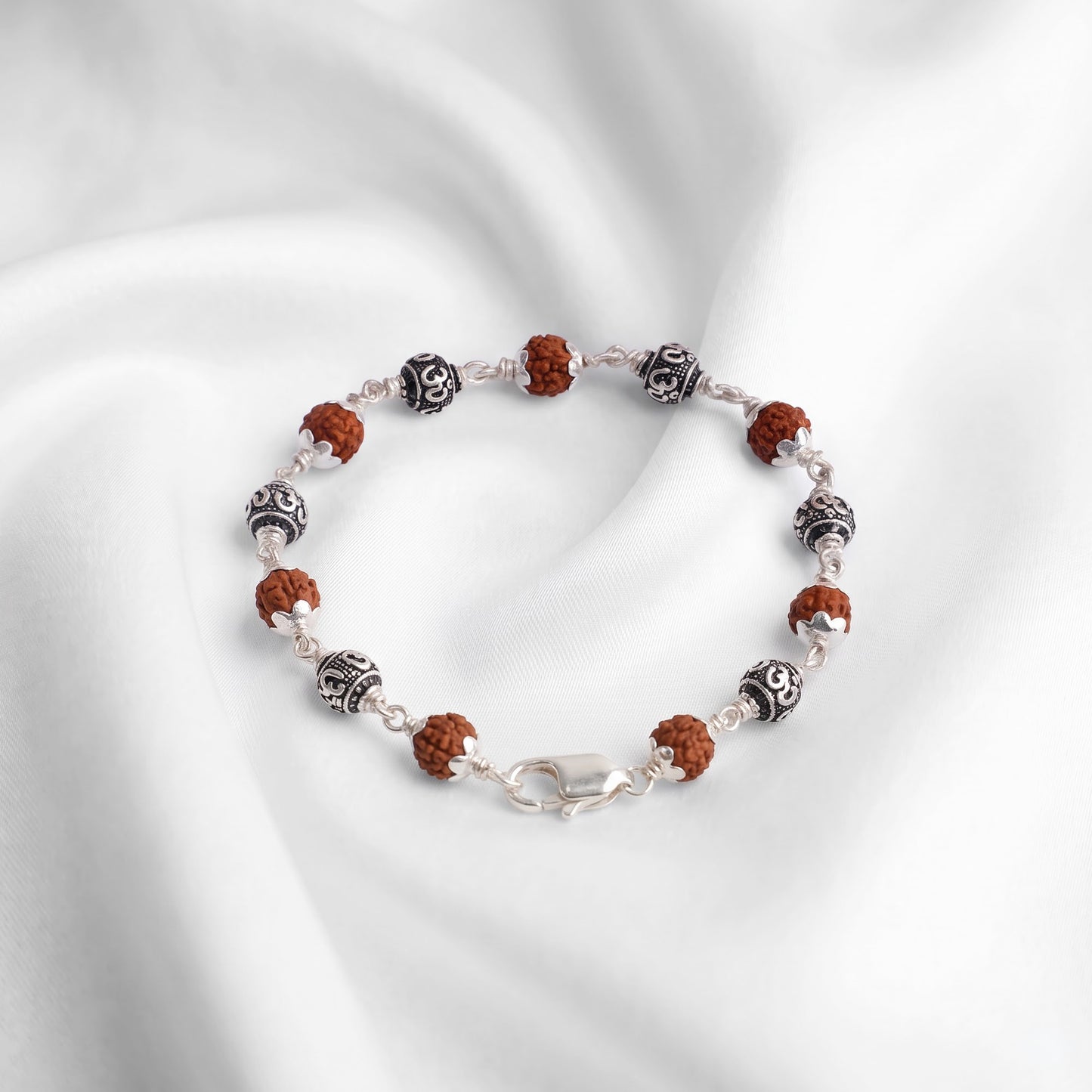 92.5 Oxidized Silver Om Rudraksha Lucky Bracelet
