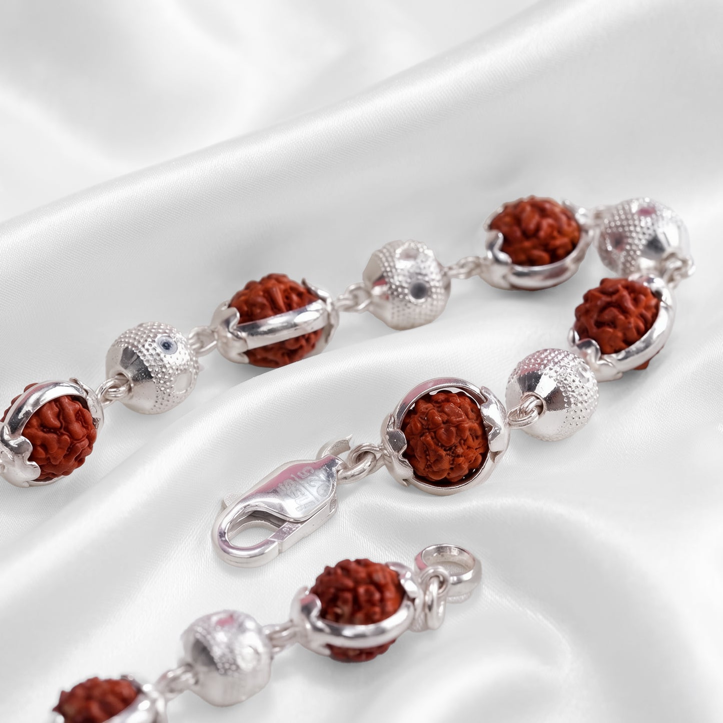 92.5 Silver Bezel Rudraksha Lucky Bracelet