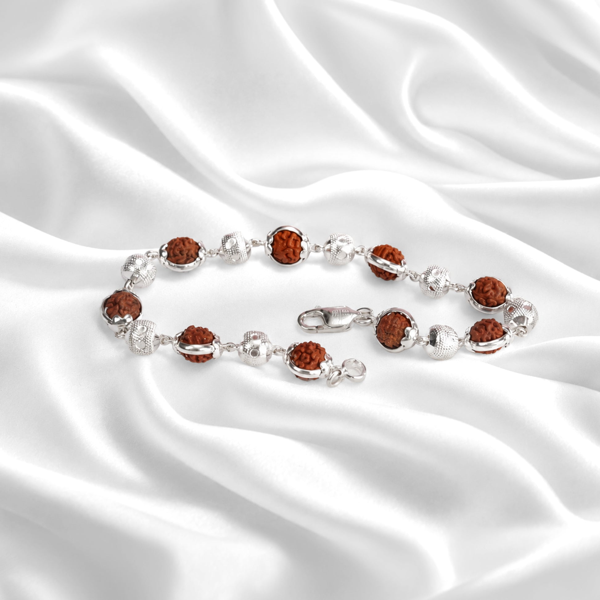 92.5 Silver Bezel Rudraksha Lucky Bracelet