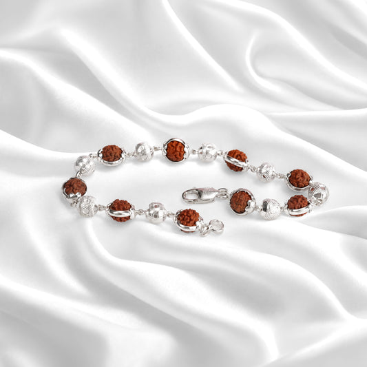 92.5 Silver Bezel Rudraksha Lucky Bracelet