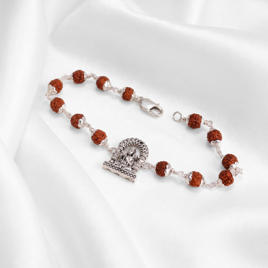 92.5 Silver Hanuman Rudraksha Lucky Bracelet