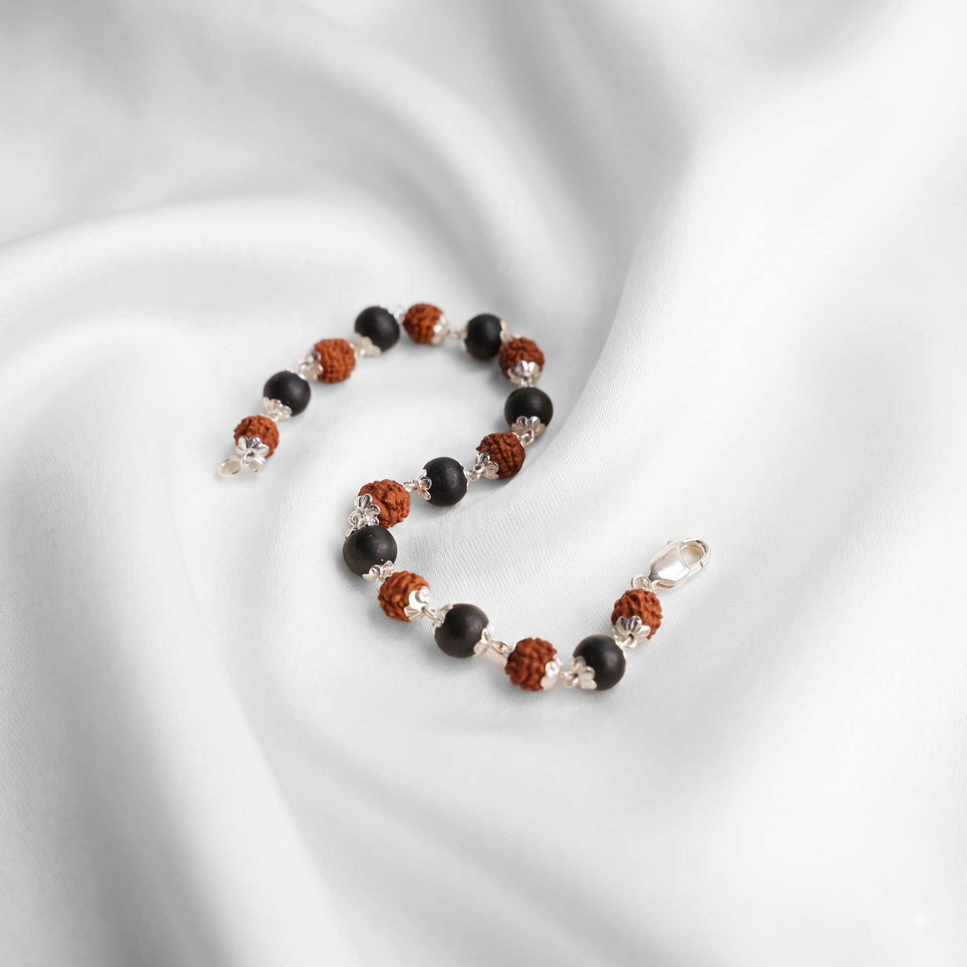 92.5 Silver Karungali Rudraksha Lucky Bracelet