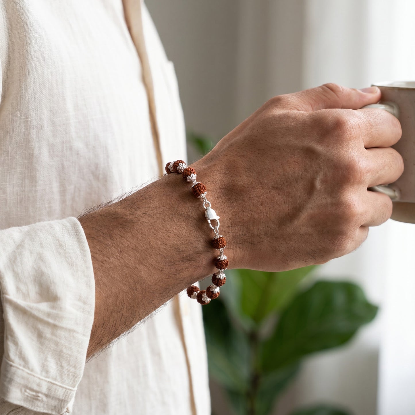 92.5 Silver Rudraksha Lucky Bracelet
