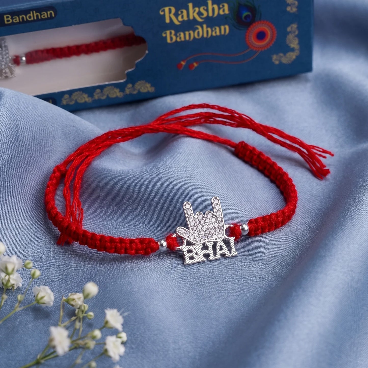 Bhai Hand Charm Silver Rakhi