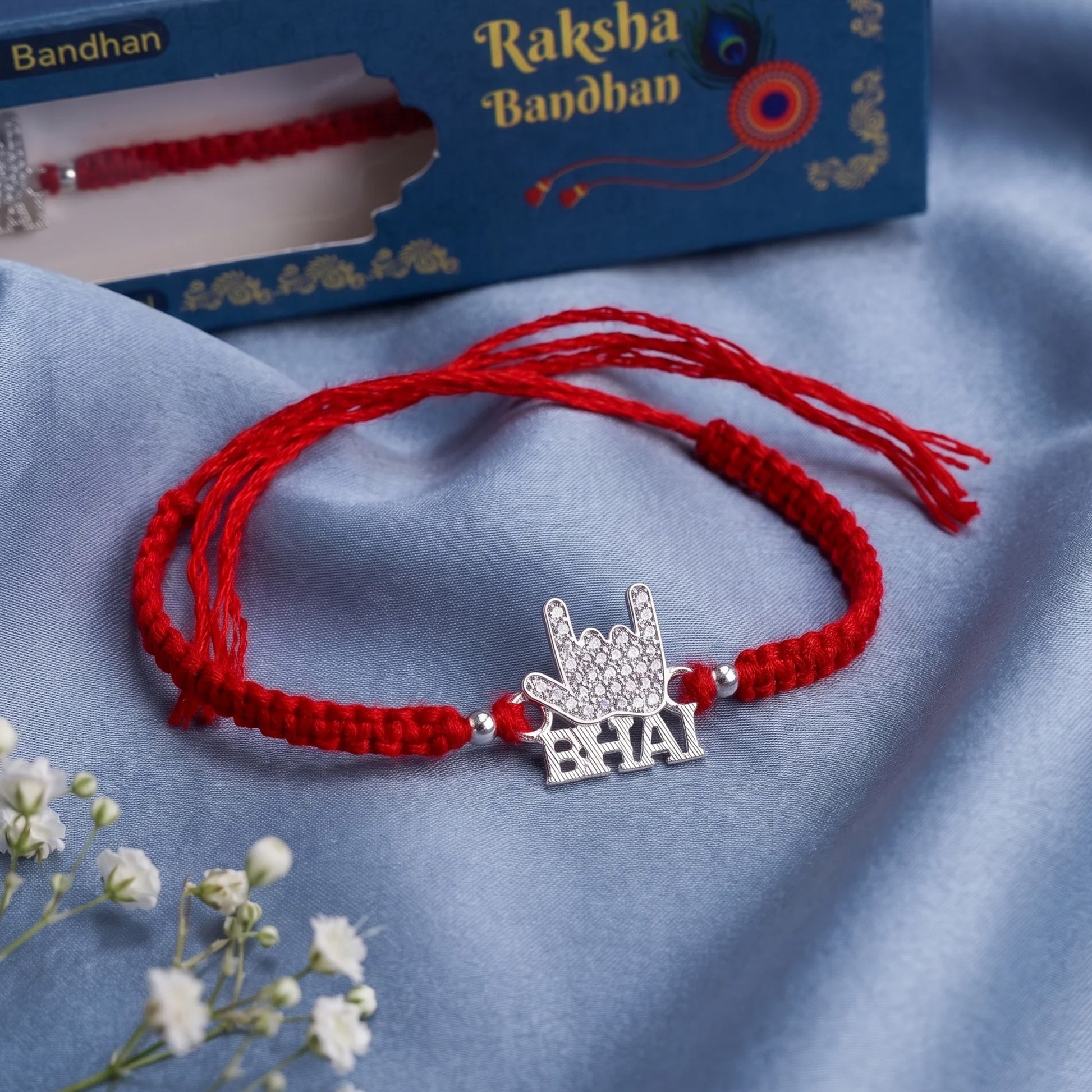 Bhai Hand Charm Silver Rakhi