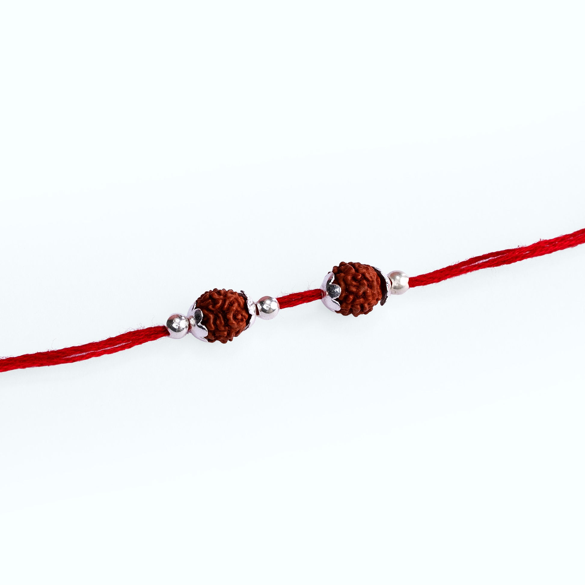 Double Rudraksha Silver Rakhi