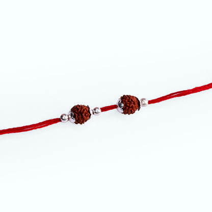 Double Rudraksha Silver Rakhi