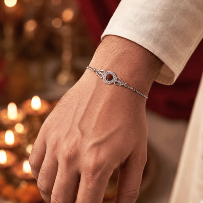 Trishul Rudraksha Silver Chain Rakhi