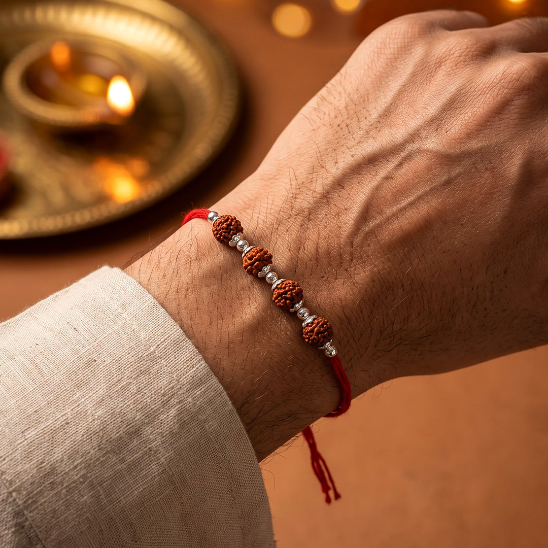 Four Bead Rudraksha Rakhi