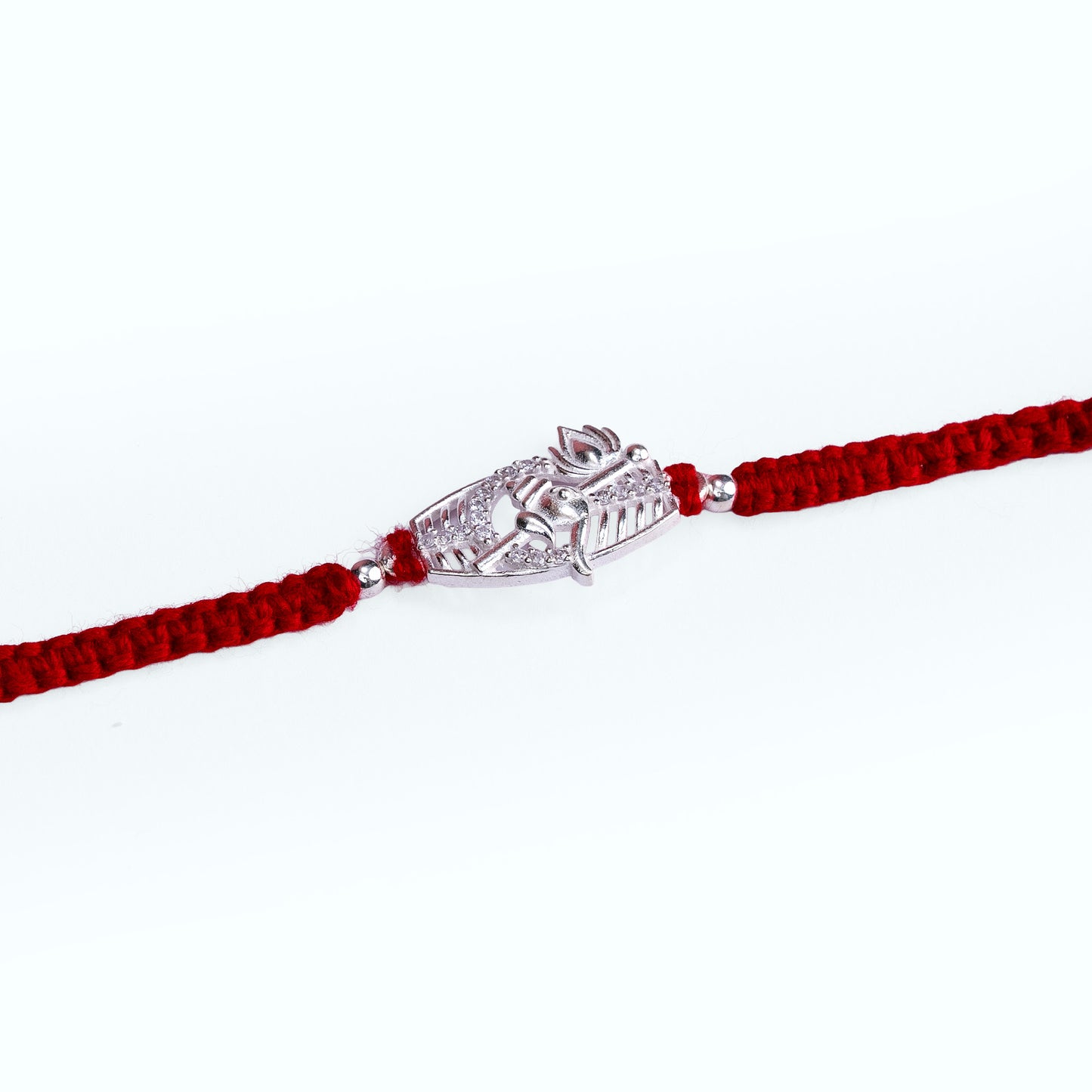 Ganesha Zircon Silver Rakhi