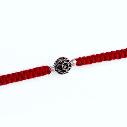 Oxidized Silver Ball Rakhi