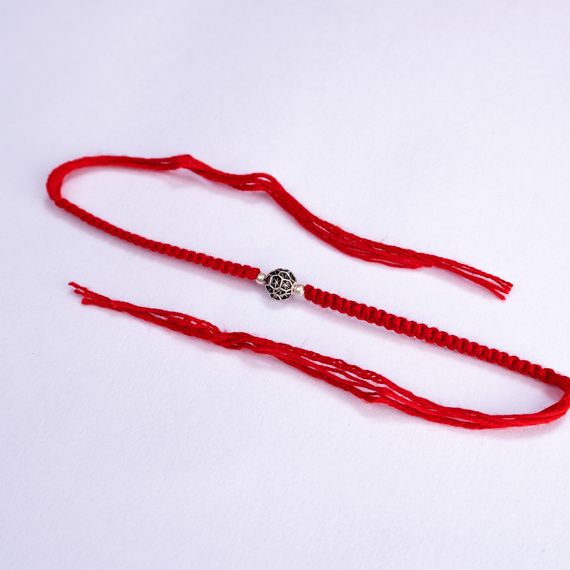 Oxidized Silver Ball Rakhi
