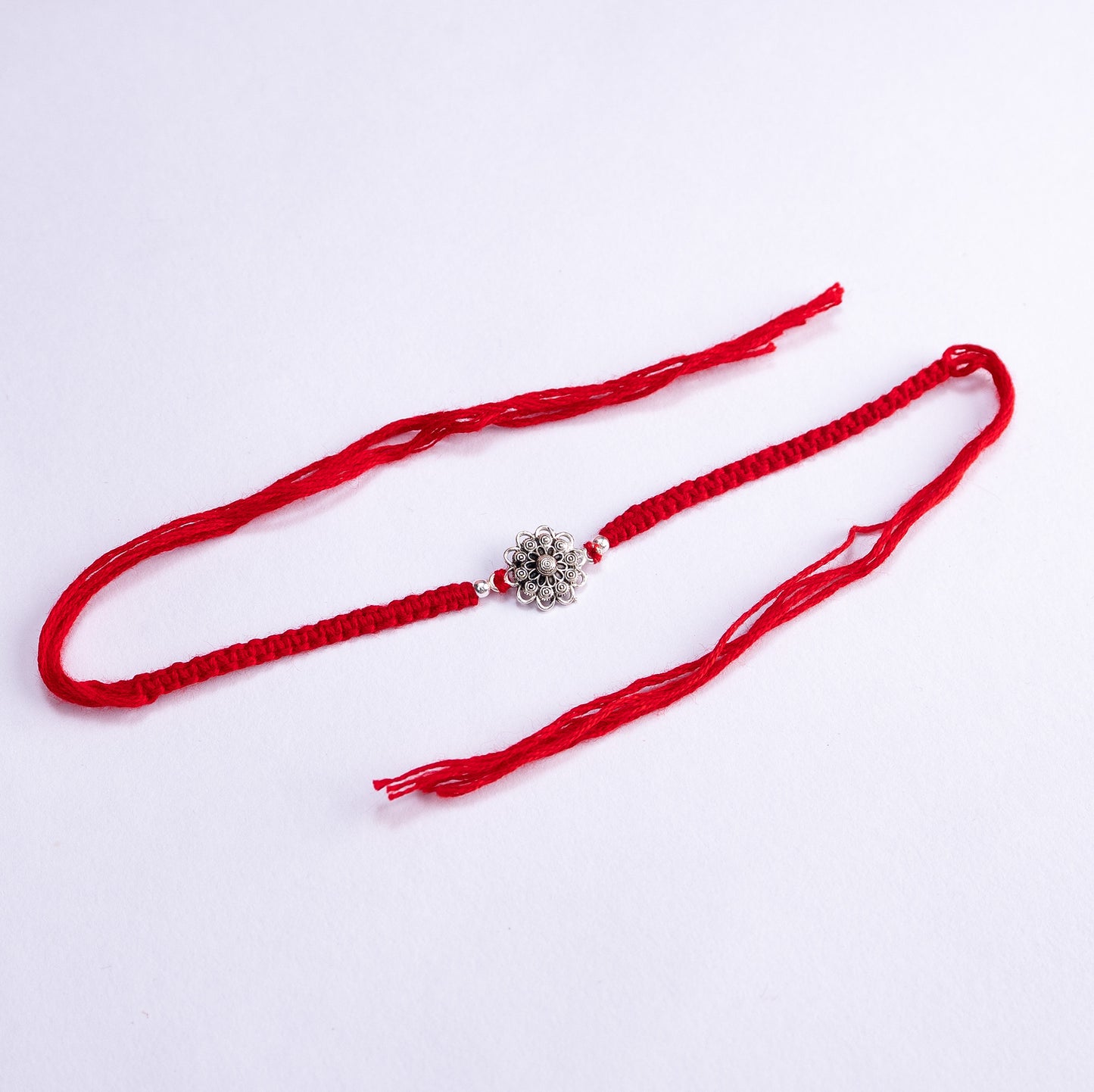 Oxidized Silver Flower Rakhi