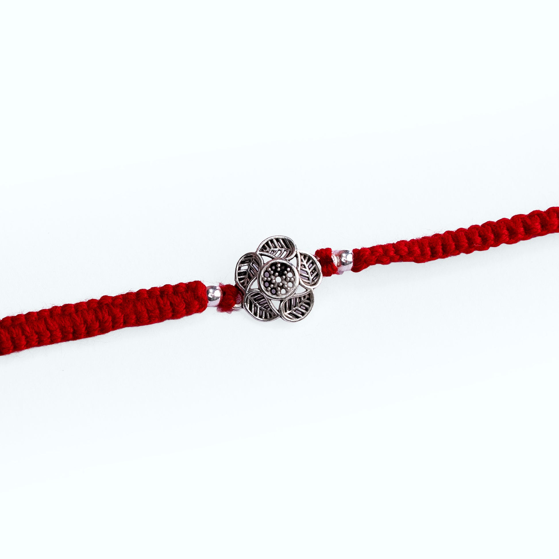 Oxidized Silver Rose Rakhi