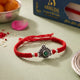 Oxidized Silver Green Stone Rakhi