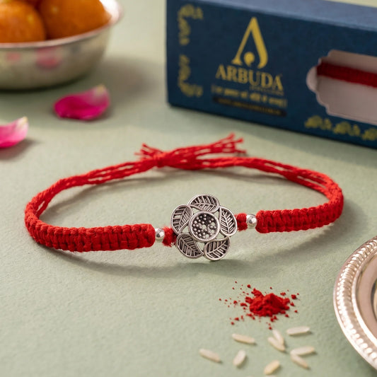 Oxidized Silver Rose Rakhi