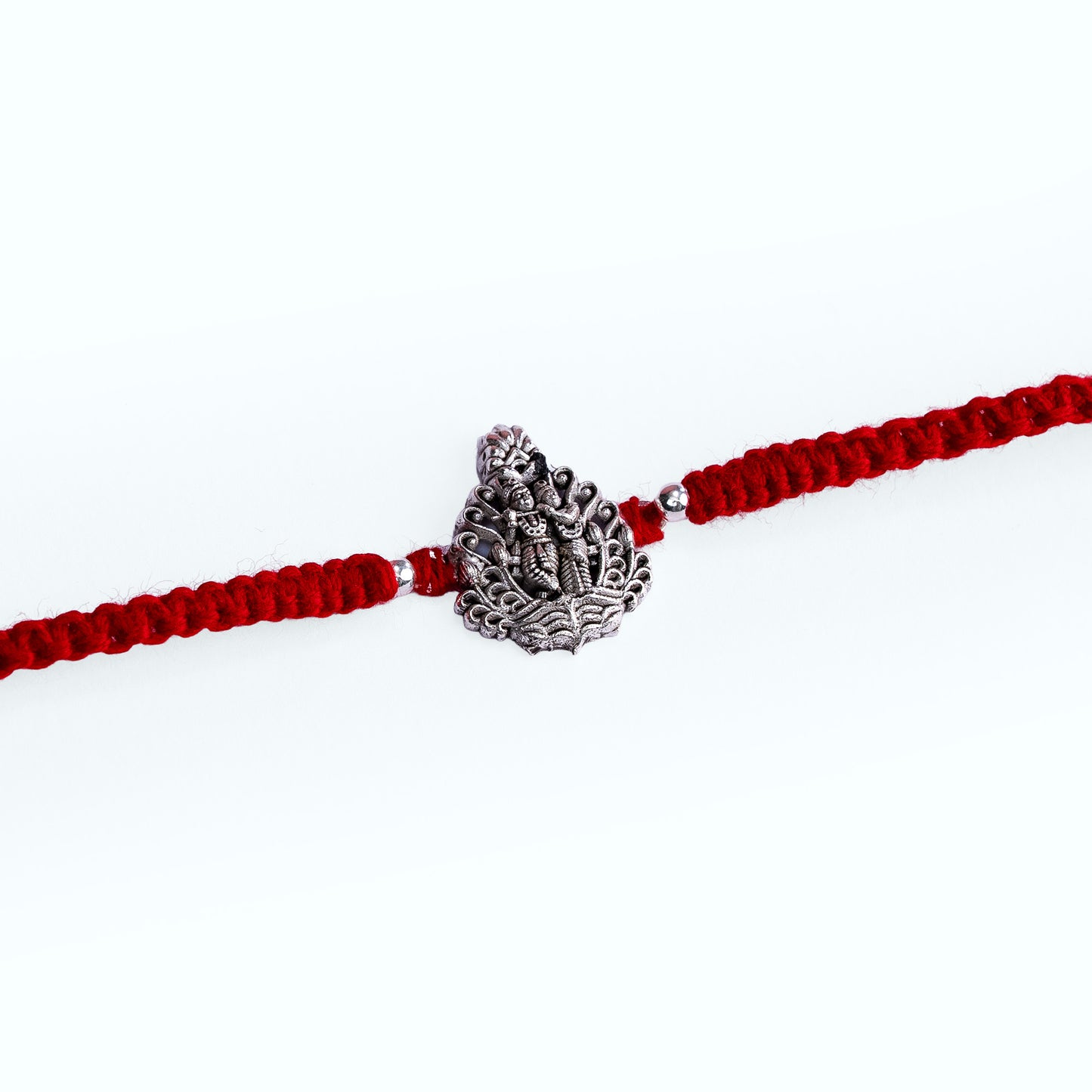Radha Krishna Oxidized Silver Rakhi