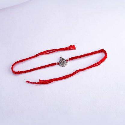 Radha Krishna Oxidized Silver Rakhi