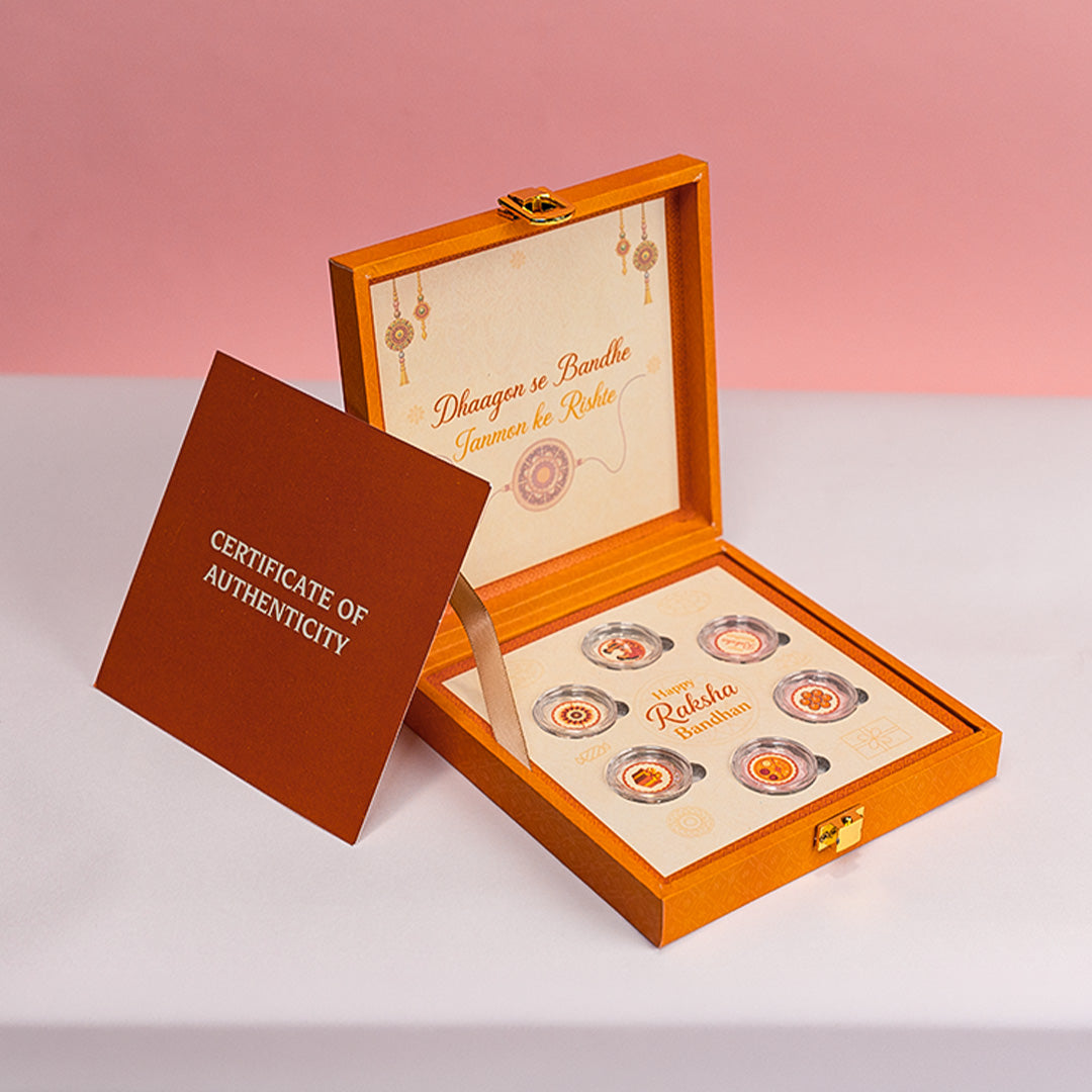 Rakshabandhan Special 999 Pure Silver Coins Gift Set – Pack of 6