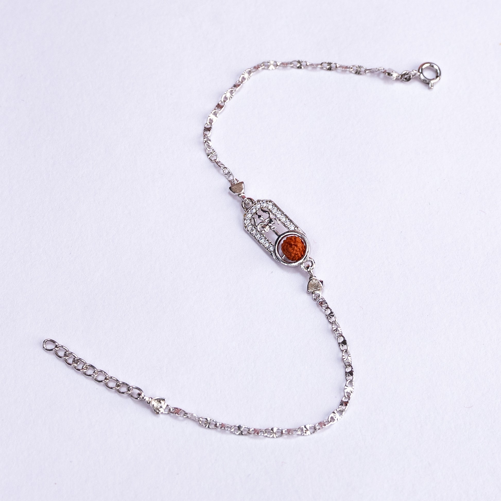 Rudraksha Silver Chain Rakhi