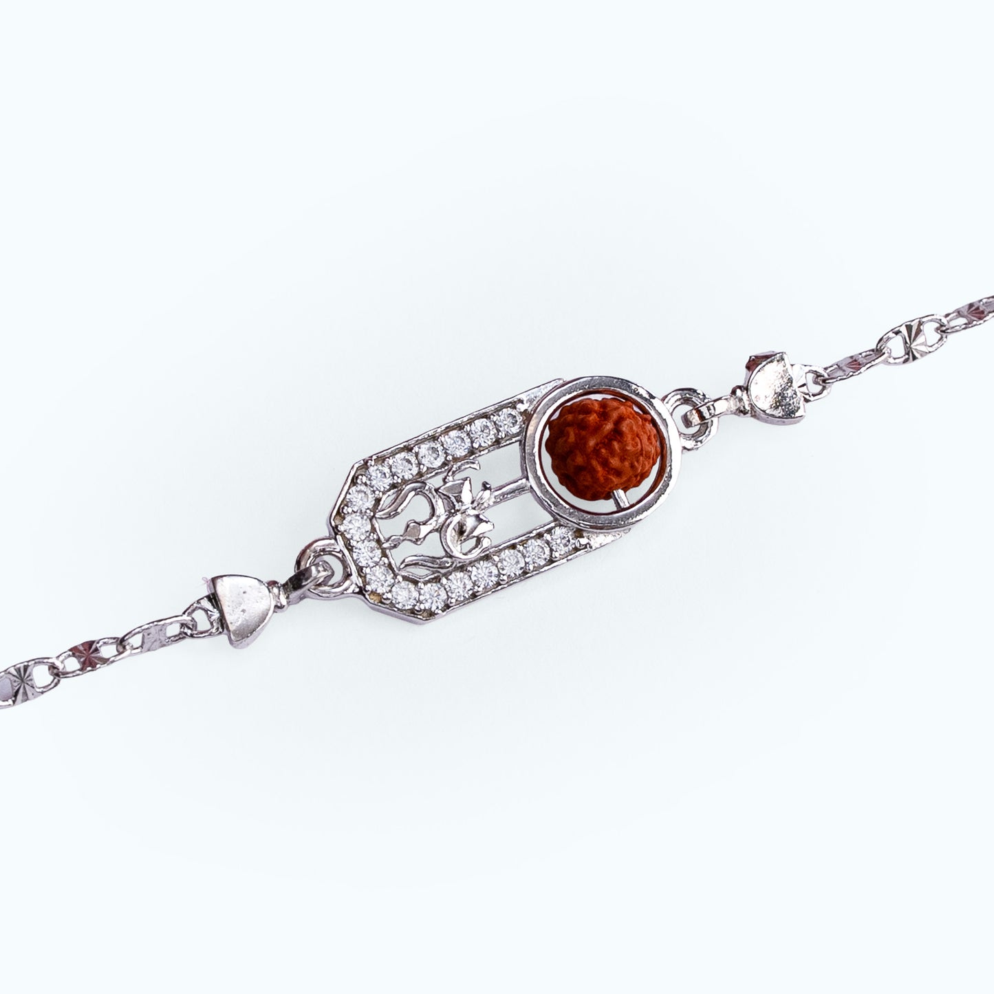 Rudraksha Silver Chain Rakhi