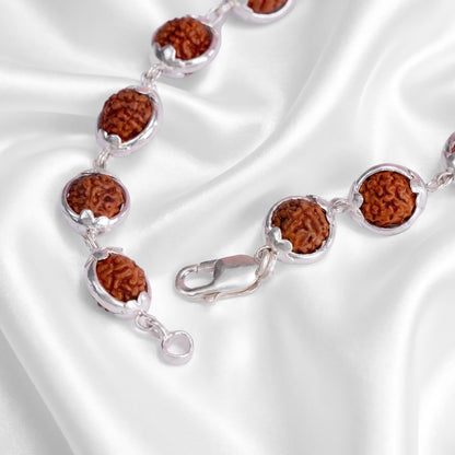 Rudraksha Full Bezel Silver Lucky Bracelet