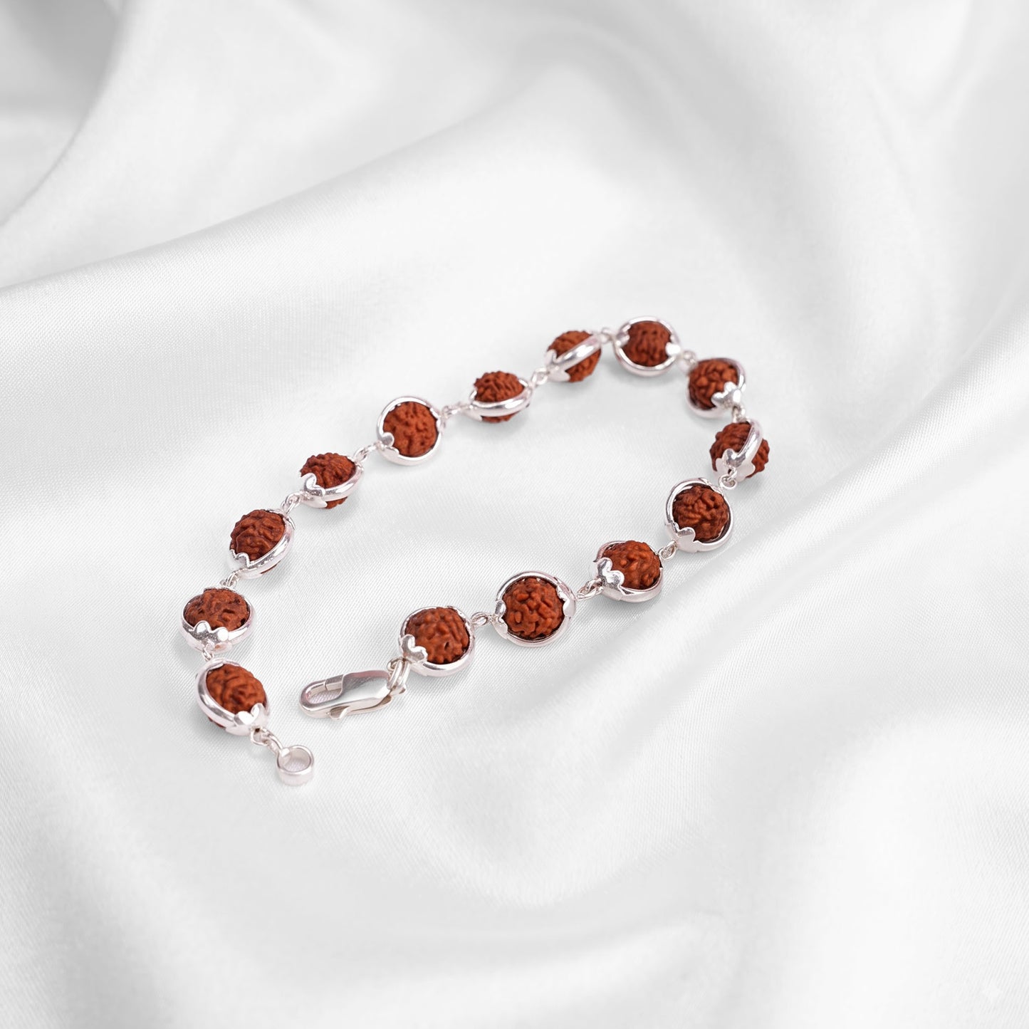 Rudraksha Full Bezel Silver Lucky Bracelet
