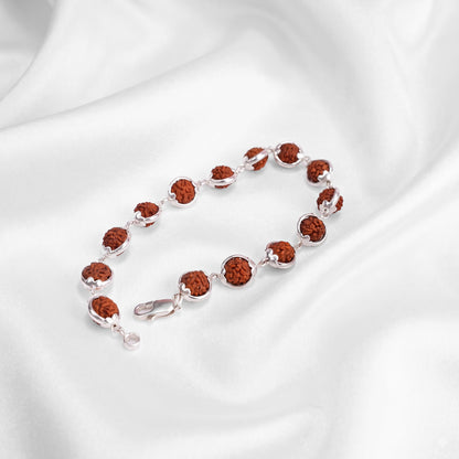 Rudraksha Full Bezel Silver Lucky Bracelet