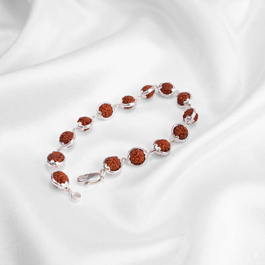 Rudraksha Full Bezel Silver Lucky Bracelet