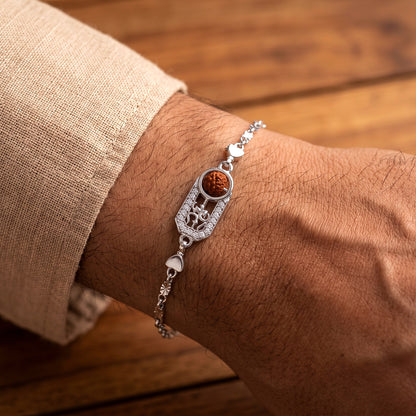 Rudraksha Silver Chain Rakhi