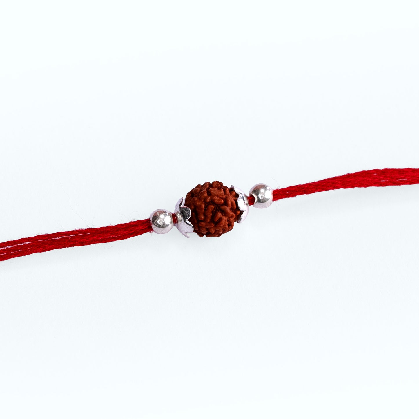 Single Rudraksha Silver Rakhi