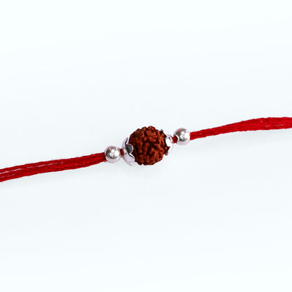 Single Rudraksha Silver Rakhi