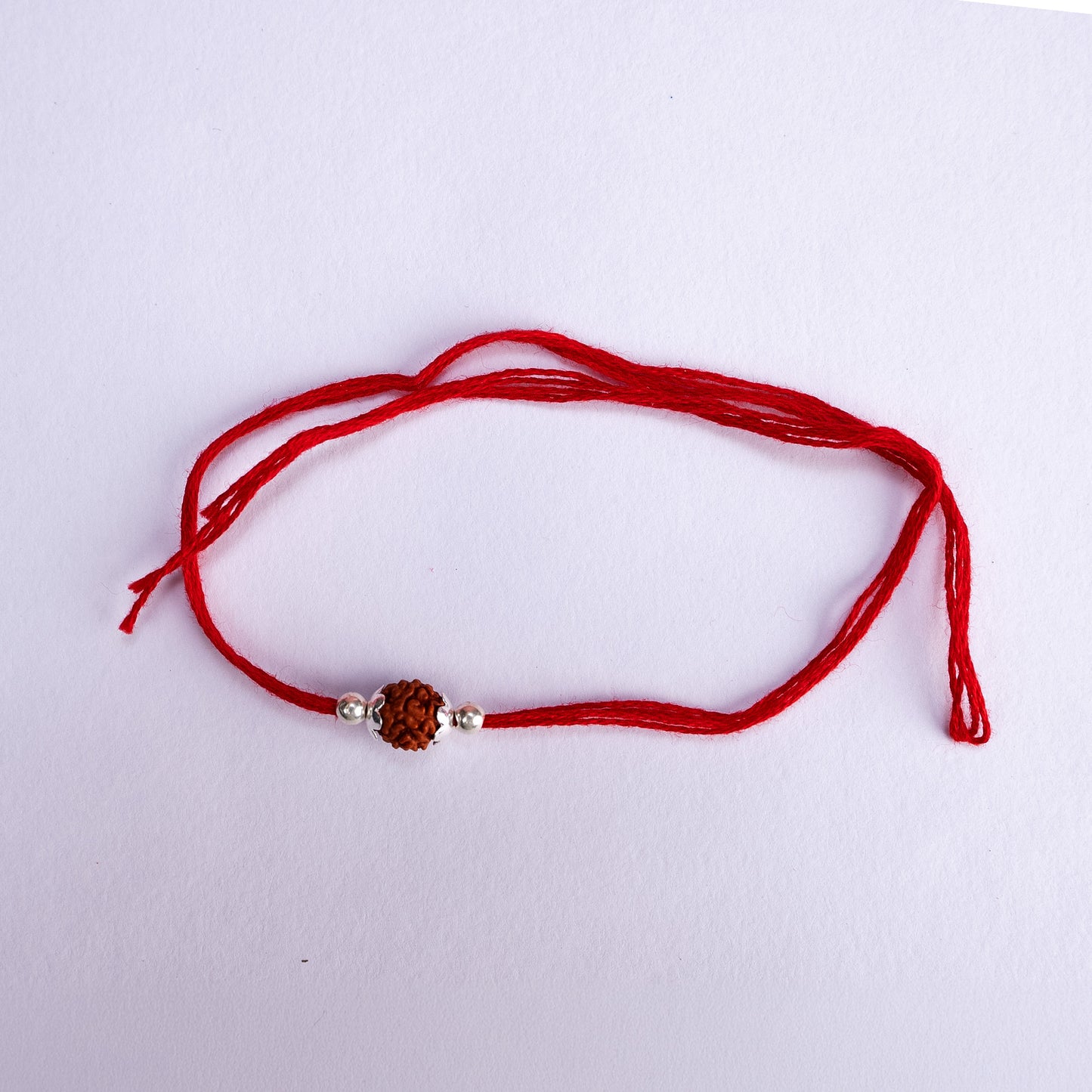 Single Rudraksha Silver Rakhi