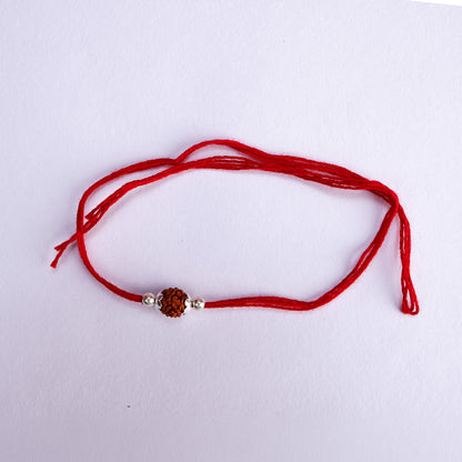 Single Rudraksha Silver Rakhi