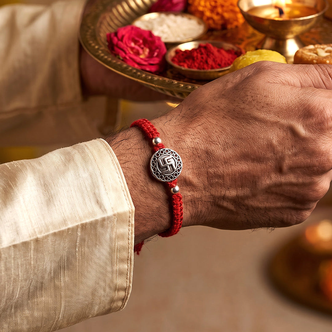 Swastik Silver Rakhi