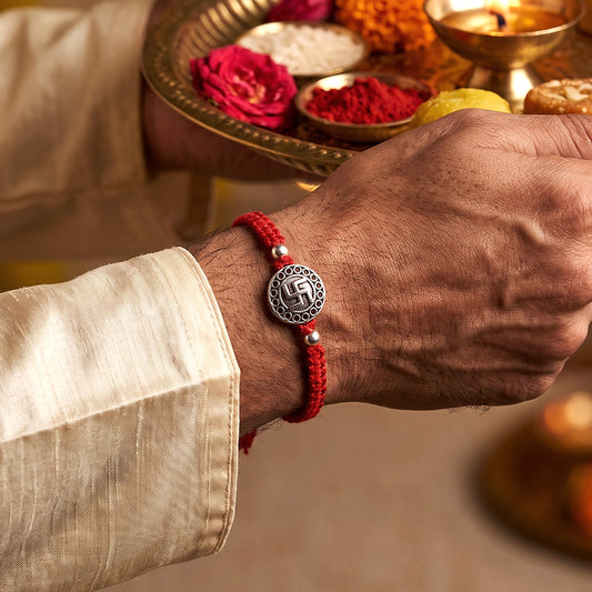 Swastik Silver Rakhi
