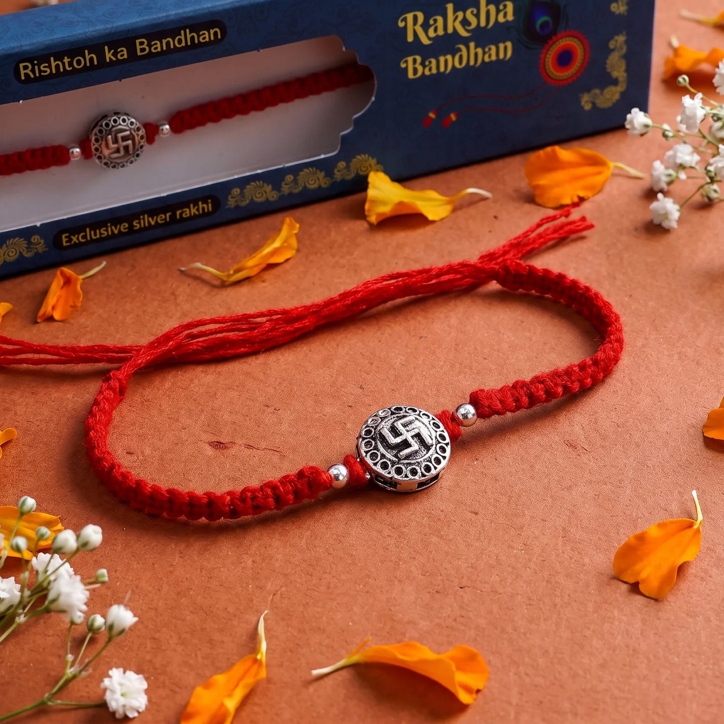 Swastik Silver Rakhi