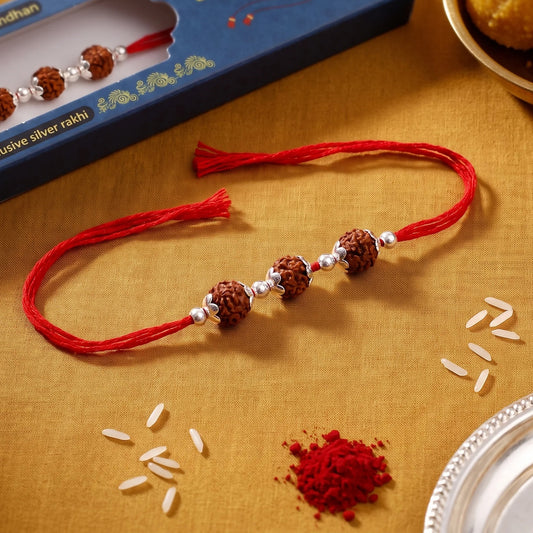 Three Bead Rudraksha Rakhi