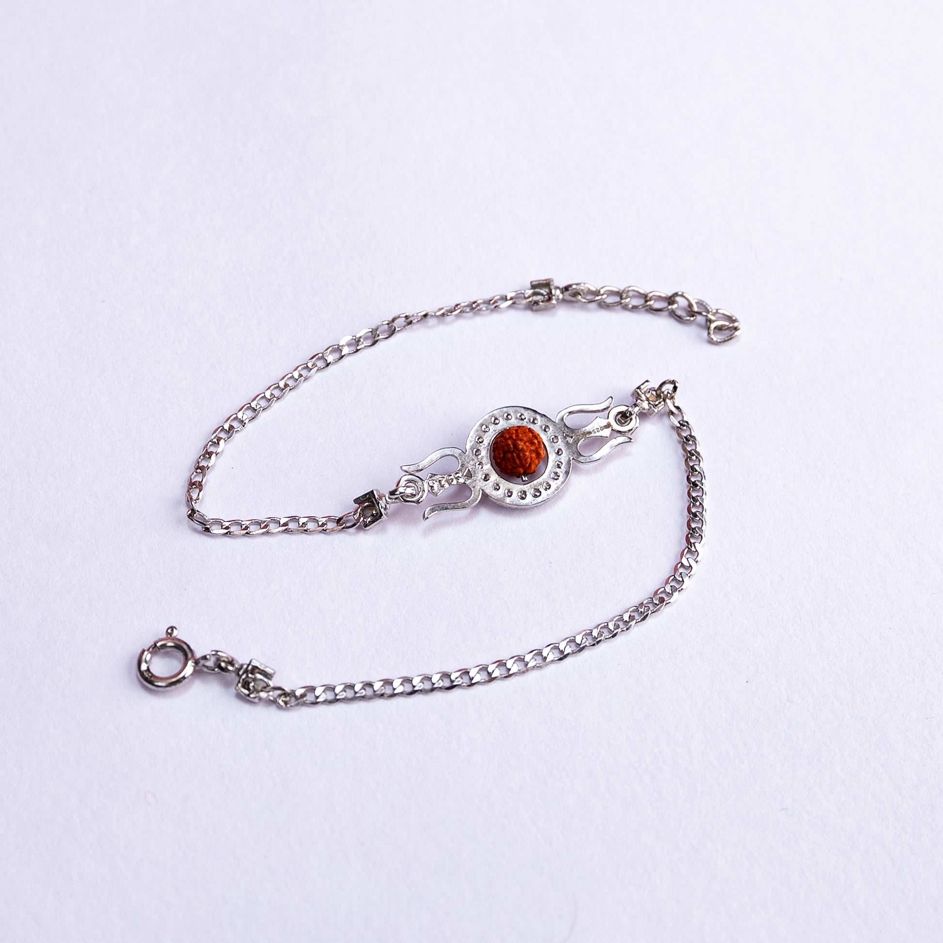 Trishul Rudraksha Silver Chain Rakhi